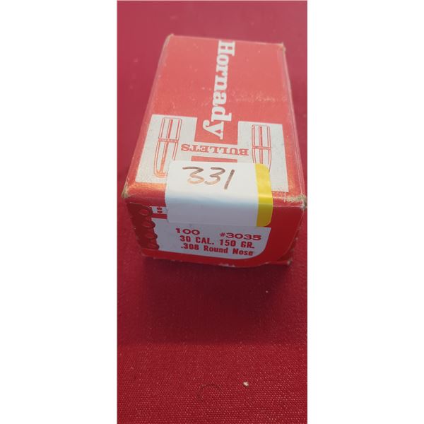 PARTIAL BOX APPROX 75 PIECES OF  30 CAL 150 GR ROUND NOSE BULLETS
