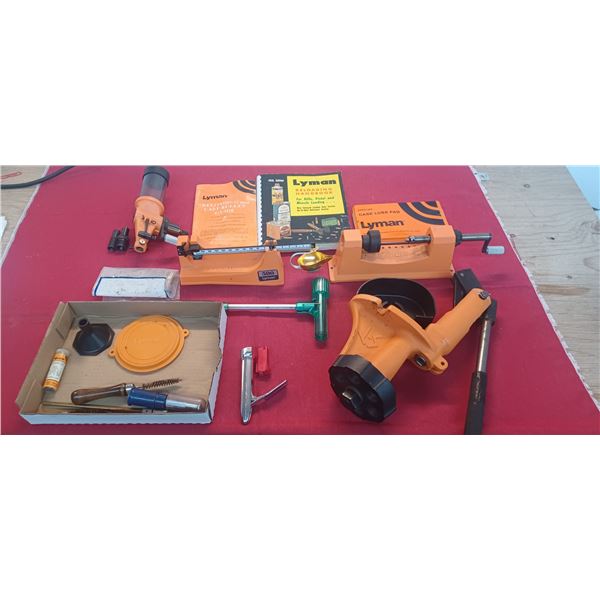 COMPLETE LYMAN RELOADING KIT INCL LYMAN ST PRESS, POWDER MEASURE, BEAM SCALE, CASE TRIMMER BOOKS AND