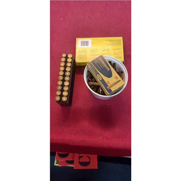 2 BOXES OF 303 BRITISH / ASSORTED BRASS AND EMPTY DOMINION  BOX