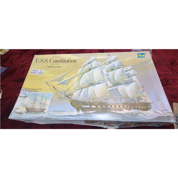 U.S.S CONSTITUTION "OLD IRONSIDES" REVELL MODEL KIT. SAILS ARE BROKEN IN THIS MODEL. PLEASE NOTE THA