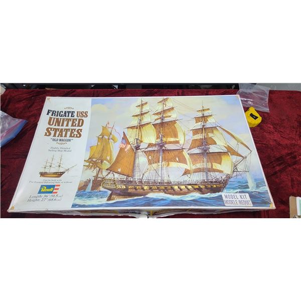 FRIGATE USS UNITED STATES "OLD WAGON" REVELL MODEL'S 36" X 27".  PLEASE NOTE THAT SHIPPING WILL REQU