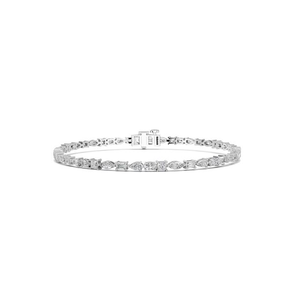 7 CTTW Multi-Shape Fancy Lab Grown Diamond Bracelet, 14K White Gold