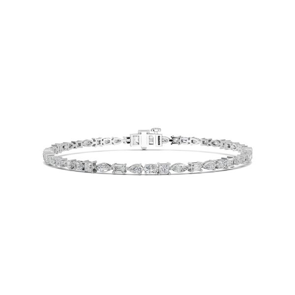 10 CTTW Mixed-Cut Fancy Lab Grown Diamond Bracelet, 14K White Gold