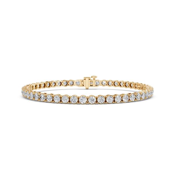 7 CTTW Refined Round Lab Grown Diamond Tennis Bracelet, 14K Yellow Gold