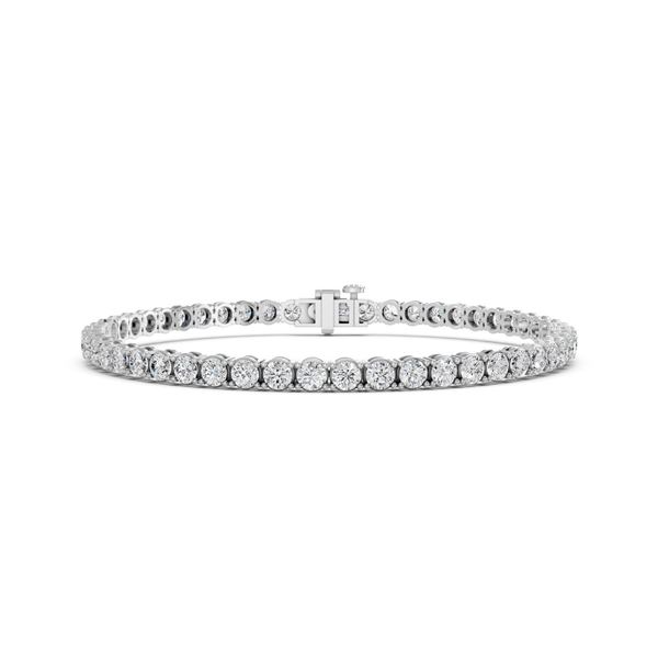 7 CTTW Refined Round Lab Grown Diamond Tennis Bracelet, 14K White Gold