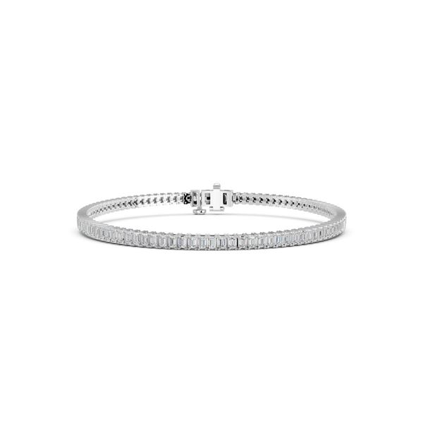 5 CTTW Emerald-Cut Lab Grown Diamond Tennis Bracelet, 14K White Gold