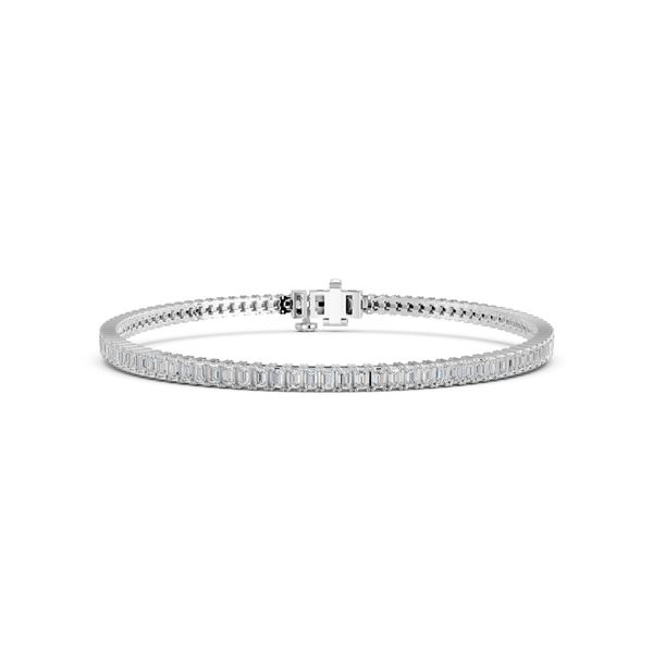 7 CTTW Emerald-Cut Lab Grown Diamond Tennis Bracelet, 14K White Gold