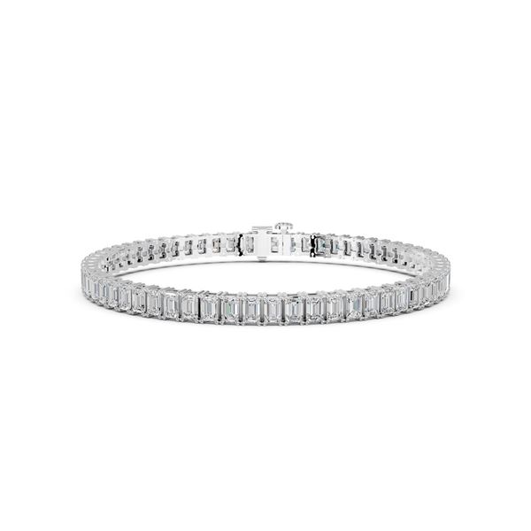 12 CTTW Emerald-Cut Lab Grown Diamond Tennis Bracelet, 14K White Gold