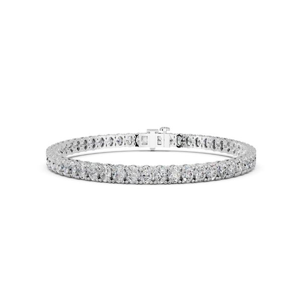 12 CTTW Oval-Cut Lab Grown Diamond Tennis Bracelet, 14K White Gold