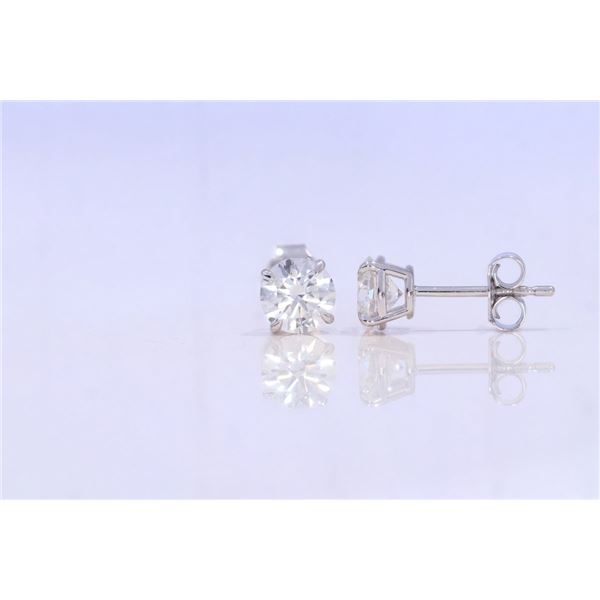1.5 CTTW Pear & Round Lab Grown Diamond Drop Earrings in 14K White Gold