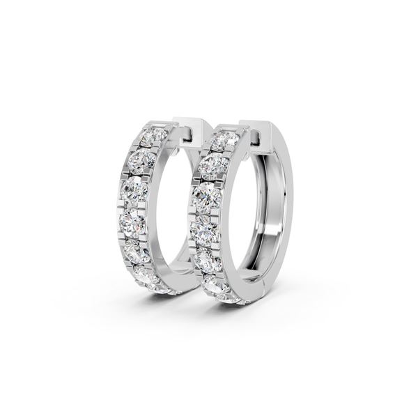 2 CTTW Round Lab Grown Diamond Hoop Earrings in 14K White Gold