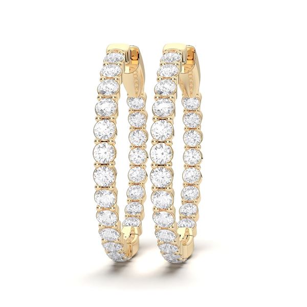 2 CTTW Inside-Out Round Lab Grown Diamond Hoop Earrings, 14K Yellow Gold