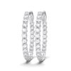Image 1 : 2 CTTW Inside-Out Round Lab Grown Diamond Hoop Earrings, 14K White Gold