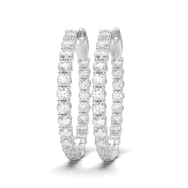 3 CTTW Inside-Out Round Lab Grown Diamond Hoops in 14K White Gold