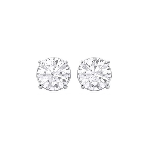 1 CTTW Round Lab Grown Diamond Stud Earrings in 14K White Gold