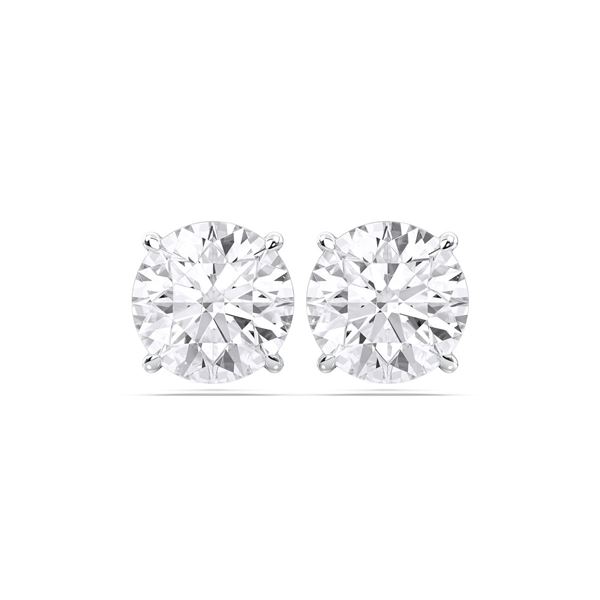 4 CTTW Round Lab Grown Diamond Stud Earrings in 14K White Gold