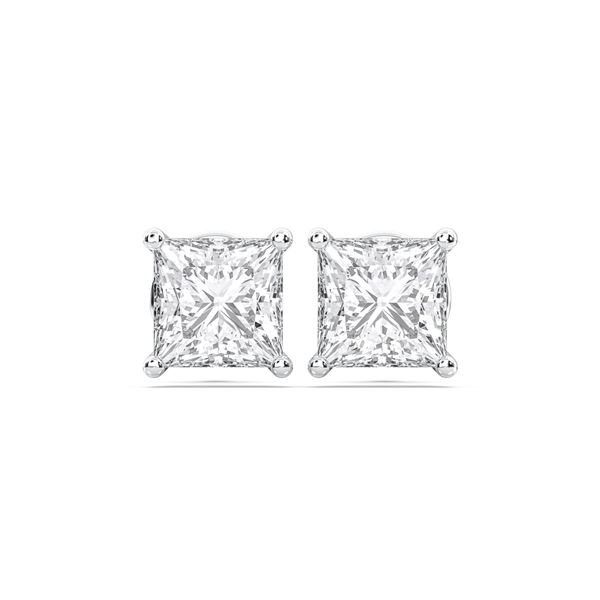 1.5 CTTW Princess-Cut Lab Grown Diamond Stud Earrings, 14K White Gold