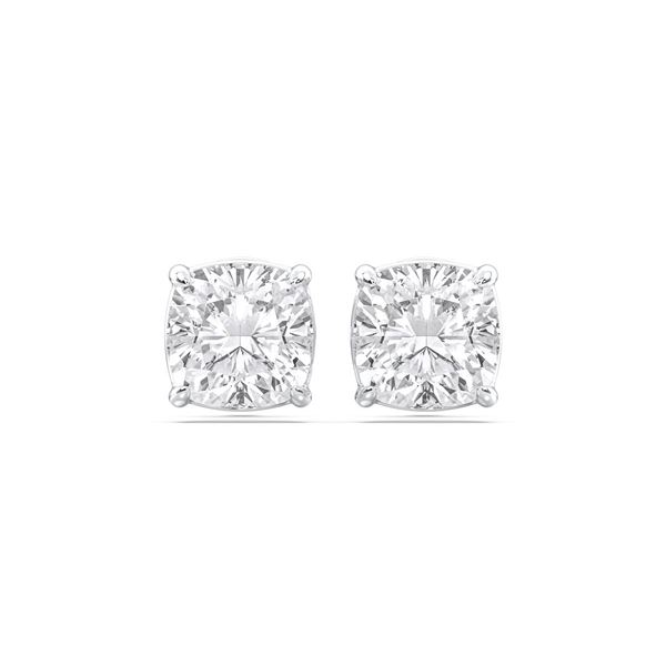 1.5 CTTW Cushion-Cut Lab Grown Diamond Stud Earrings, 14K White Gold