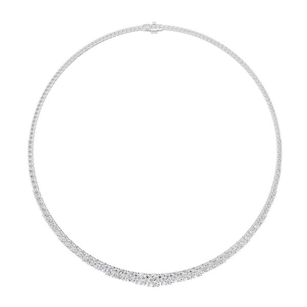 15 CTTW Graduated Lab Grown Diamond Necklace in 14K White Gold