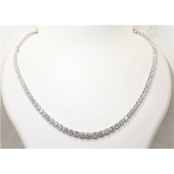 28 CTTW Graduated Lab Grown Diamond Necklace in 14K White Gold