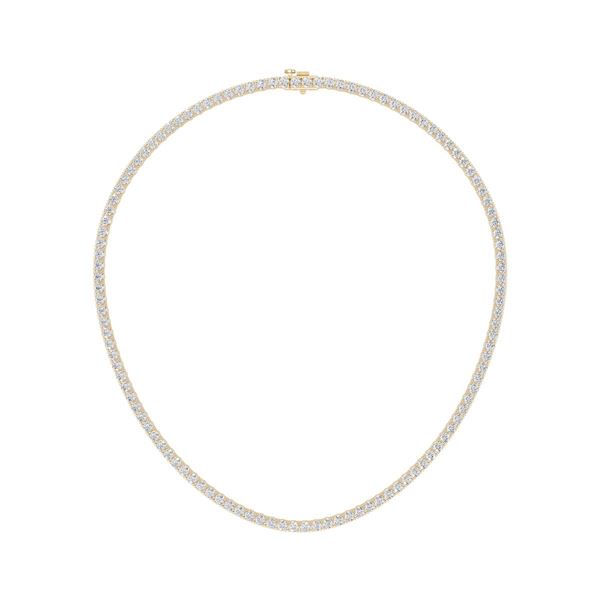 10 CTTW Round Lab Grown Diamond Tennis Necklace in 14K Yellow Gold