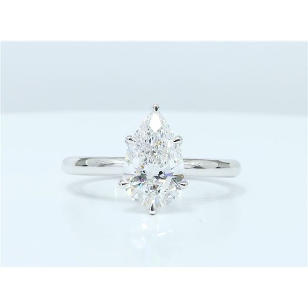 0.50 CTTW Pear Lab Grown Diamond Solitaire Ring, 14K White Gold (US Size 7)