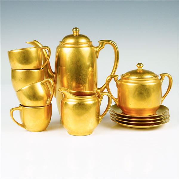 Gilded Porcelain Tea Service, Signed Sidney T. Callowhill