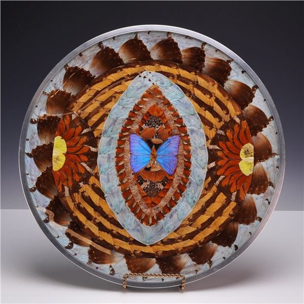 Brazilian Blue Morpho Art Plate with Stand