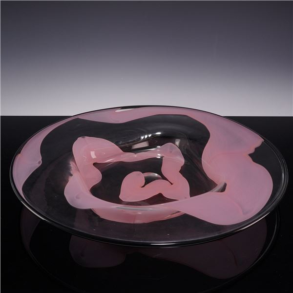 Handblown Studio Art Glass Centerpiece Bowl, 1999
