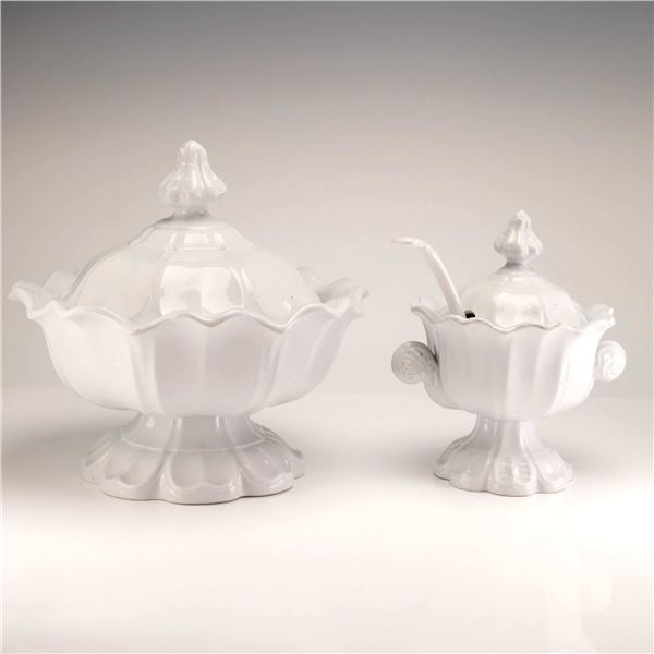 Two T. & R. Boote White Ironstone Sydenham Shape Tureens