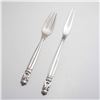 Image 1 : 2pc George Jensen Sterling Silver Fruit Fork and Cold Cut Serving Fork, Acorn