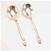 Image 1 : 2pc George Jensen Sterling Silver Soup Spoons, Acorn