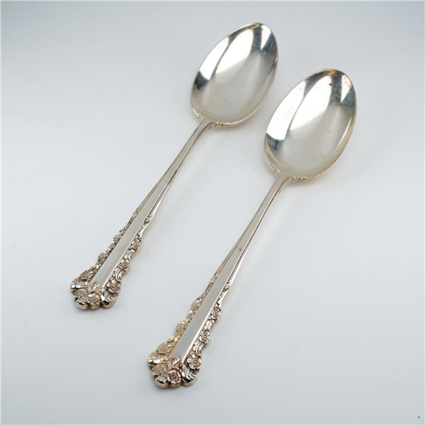 2pc Lunt Sterling Silver Oval Soup Spoons, Belle Meade