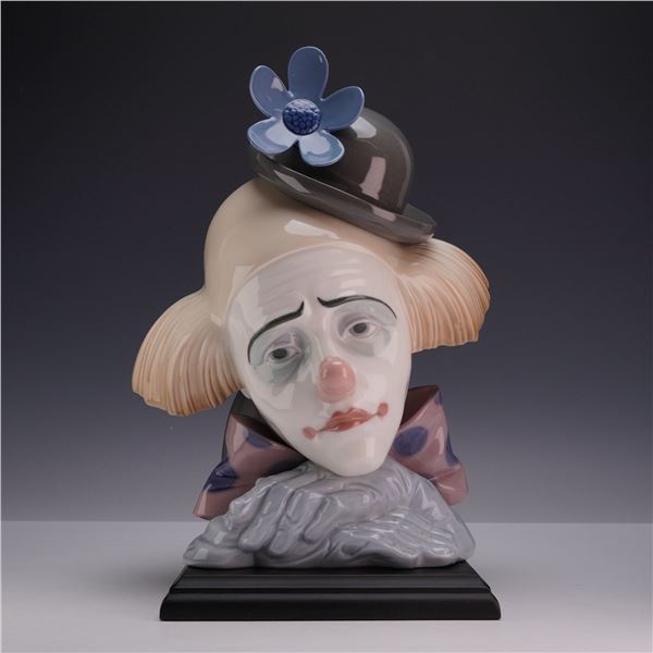 Lladro Porcelain Pensive Clown Bust with Base, Model Number 5130