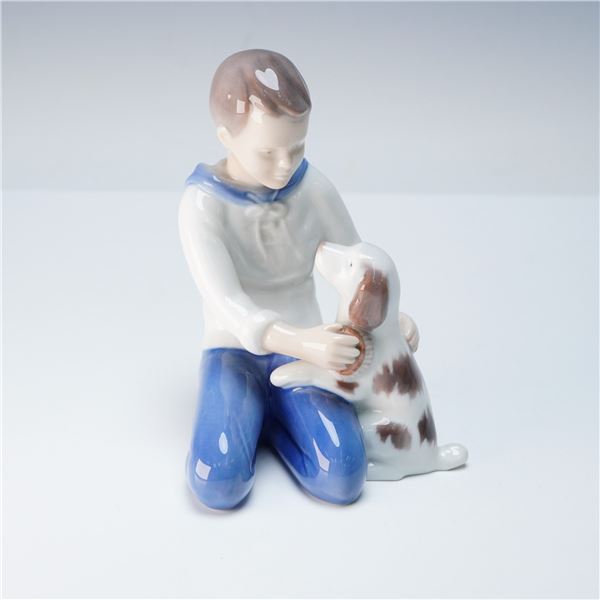 Bing and Grondahl Porcelain Figurine, Boy with Dog, Model No. 2334