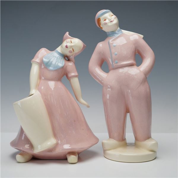 Pair of Heidi Schoop Art Creations Ceramic Figurines, Dutch Boy and Girl