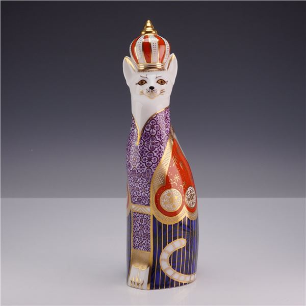Royal Crown Derby English Bone China Cat Paperweight, Royal Cats Abyssinian