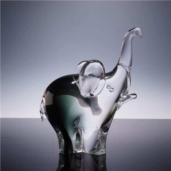 Murano Style Hand Blown Art Glass Elephant Figurine