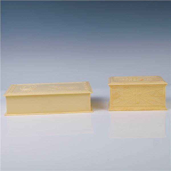 2pc Vintage Celluloid-Look Plastic Boxes