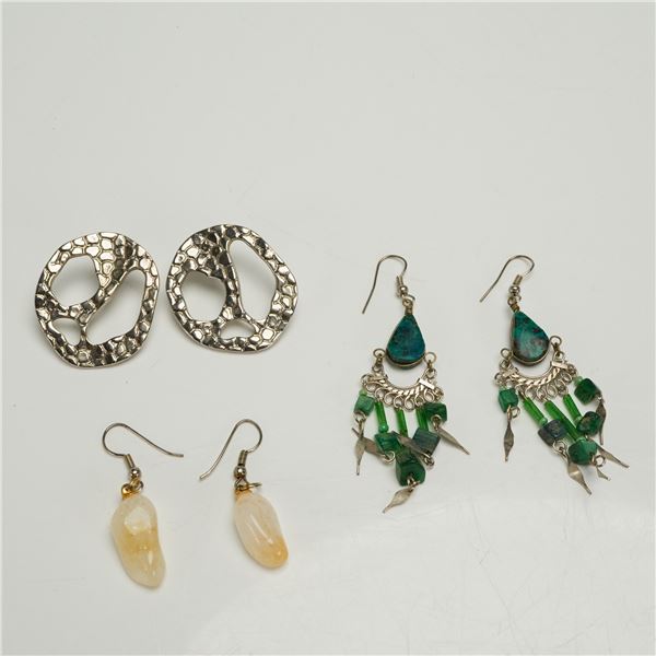 A Collection of Three Pairs of Assorted Costume Earrings