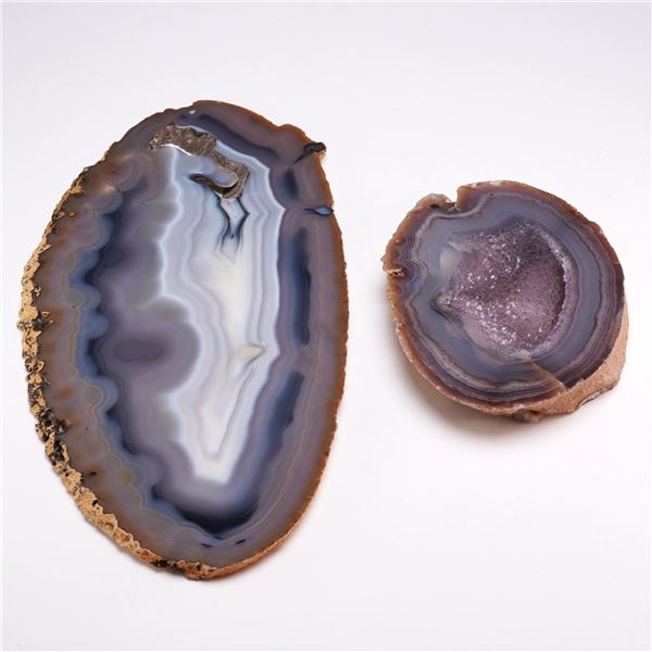 2pc Banded Agate and Geode Slices