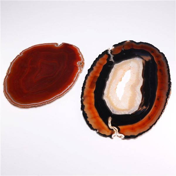 2pc Polished Agate Geode Slices