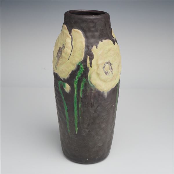 Vintage Pottery Relief Molded Poppy Vase
