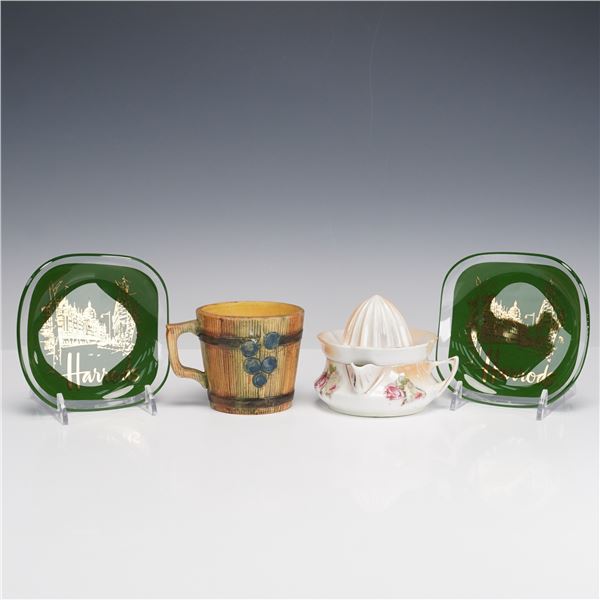 5pc Tableware w/ Porcelain Juicer, Mug and Harrod's London Glass Dishes