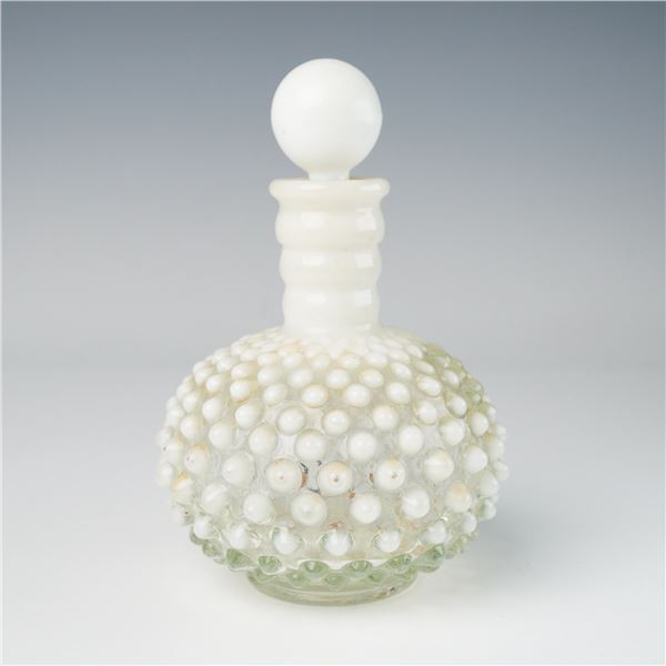 Fenton Hobnail Opalescent White Wrisley Perfume Bottle and Stopper