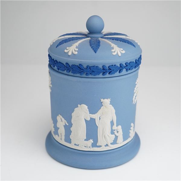Wedgwood Blue Jasperware Lidded Tobacco Jar