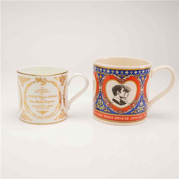 2pc Wedgwood British Royal Family Commemorative Wedding Cups