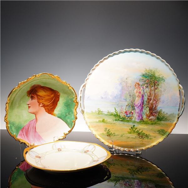 3pc European Art Pottery Plates, Victoria, MZ, Coronet