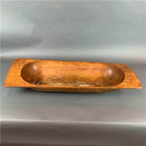 Large Scale Primitive Wood Dough Bowl with Integral Handles
