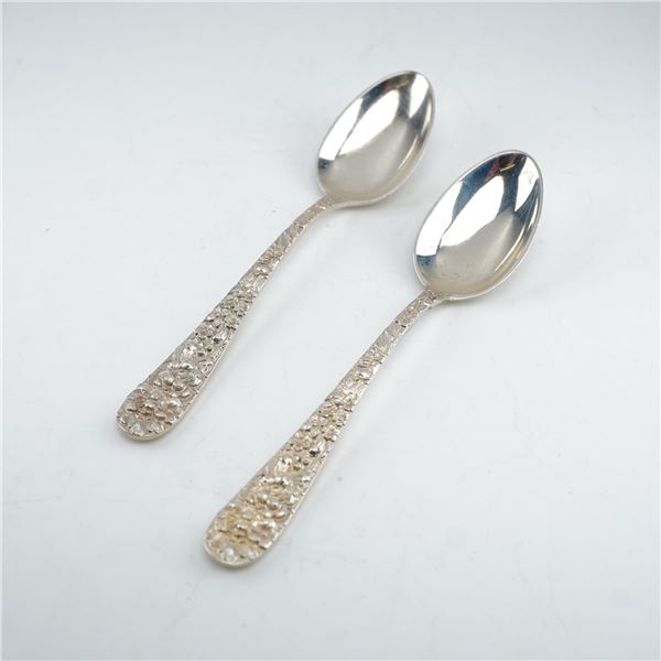 2pc Kirk Stieff Sterling Silver Demitasse Spoons, Stieff Rose